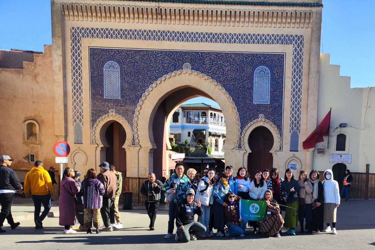 Chinese tour group visiting Fes, Morocco